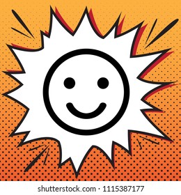 Smile icon. Vector. Comics style icon on pop-art background.