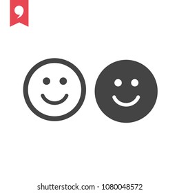 Smile icon vector. Happy symbol. Smile pictogram, flat vector sign isolated on white background. Smile vector illustration for graphic and web design.