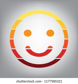 Smile icon. Vector. Horizontally sliced icon with colors from sunny gradient in gray background.