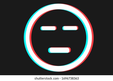 Smile icon Vector illustration in blue red and white colors. Emoji on dark background. Сharacter for web or card design. Smile icon logo, app, UI.