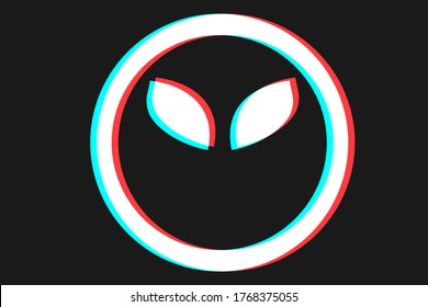 Smile icon Vector illustration in blue red and white colors. Alien eyes