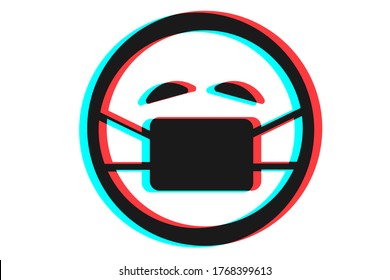 Smile icon Vector illustration in blue red and black colors