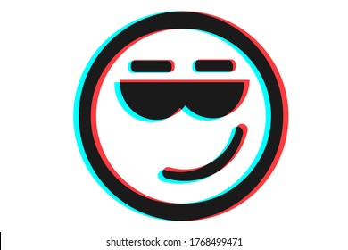 Icono sonrisa Ilustración vectorial en colores azul rojo y negro