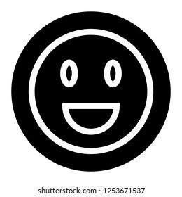 Smile icon vector on black circle. White background