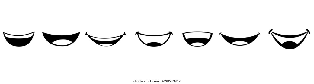 Smile icon vector set. Laugh illustration sign collection. Positive symbol. Cartoon smile web icons. Smiles symbol for web and mobile app.