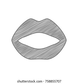 Smile Icon. Vector. Shaded gray icon on white background. Isolated.