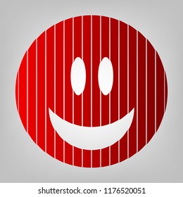 Smile Icon. Vector. Vertically divided icon with colors from reddish gradient in gray background with light in center.
