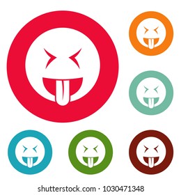 Smile icons circle set vector isolated on white background