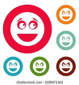 Smile icons circle set vector isolated on white background