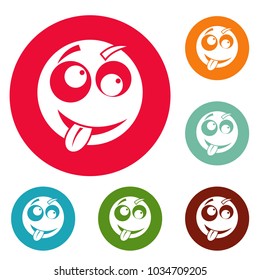 Smile icons circle set vector isolated on white background