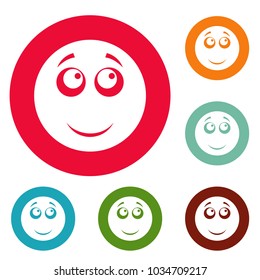 Smile icons circle set vector isolated on white background