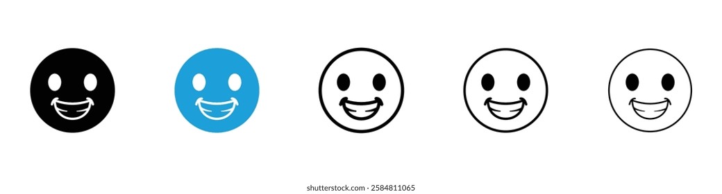 Smile icons collection vectors in black and blue