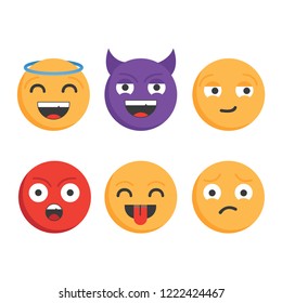Smile icons.Set of Emoticons. Icon Set of Emoji. Vector illustration in a cartoon style,isolated on white background.Set of emoticons with different emotions in a flat design.