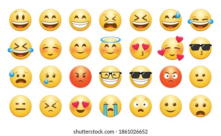 Smile icons. Graphic design. Cute emoji emoticon set. Vector emoticon set 