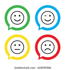 Smile icons. Happy, sad and wink faces symbol. Laughing lol smiley signs. 