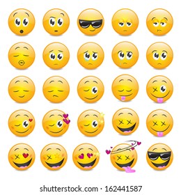 Smile Icons Set - Isolated On White Background - Vector Illustration, Graphic Design Editable For Your Design