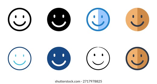 Los iconos de sonrisa establecen una colección de estilo múltiple. Trazo editable 
