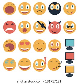 Smile icons set vintage