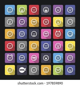 Smile icons with shadow, vector.