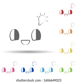 Smile, idea face in multi color style icon. Simple thin line, outline vector of smile icons for ui and ux, website or mobile application