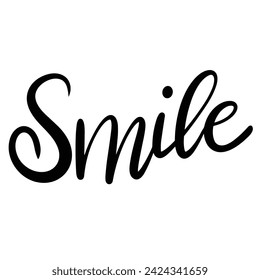 Smile inscription. Handwriting text banner Smile square composition. Hand drawn vector art.