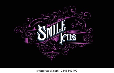 SMILE KIDS lettering custom style design