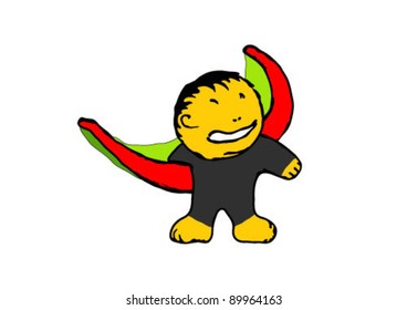 smile kitesurfer. vector illustration.