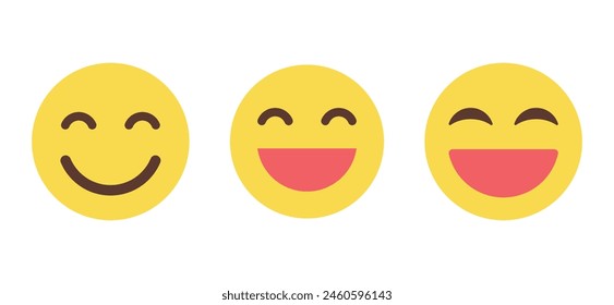 Smile and laugh emoji icon in flat style. Smiling and laughing face emoticon concept