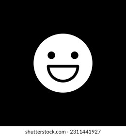 Smile, laugh icon. Customer feedback vector emoticon. White icon on black background.