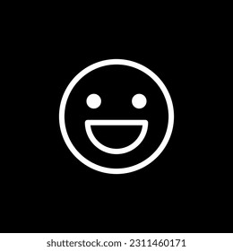 Smile, laugh icon. Customer feedback vector emoticon. White line icon on black background.