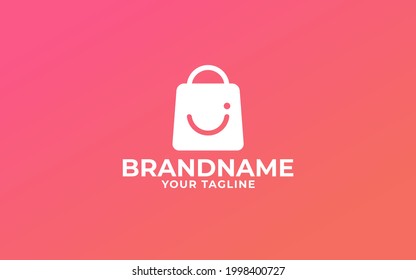 Smile letter i or letter j shopping bag sign symbol logo