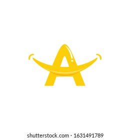 smile letter A logo vector