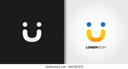 smile letter u logo template vector set