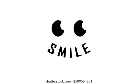 smile lettering, black isolated silhouette