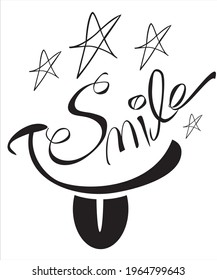 Smile Lettering EPS. Star, Pod.pattern for printing