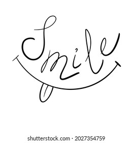 Smile lettering isolated on white background. Handwritten word. Vector illustration.