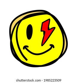 Smile and Lightning Strettwear and Edgy Logos, in Yellow and Red, New Style, Commercial Use
