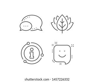 Smile line icon. Chat bubble, info sign elements. Positive feedback rating sign. Customer satisfaction symbol. Linear smile outline icon. Information bubble. Vector