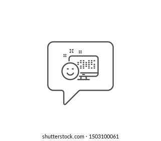 Smile line icon. Chat bubble design. Positive feedback rating sign. Customer satisfaction symbol. Outline concept. Thin line smile icon. Vector