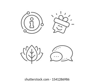 Smile line icon. Chat bubble, info sign elements. Gift box emoticon sign. Speech bubble symbol. Linear smile outline icon. Information bubble. Vector