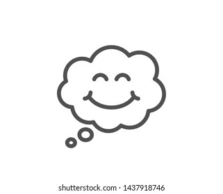 Smile Line Icon. Happy Emoticon Sign. Comic Speech Bubble Symbol. Quality Design Element. Linear Style Smile Icon. Editable Stroke. Vector