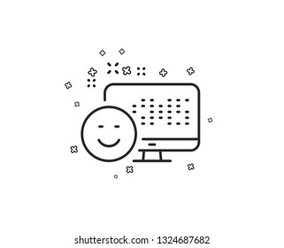 Smile line icon. Positive feedback rating sign. Customer satisfaction symbol. Geometric shapes. Random cross elements. Linear Smile icon design. Vector
