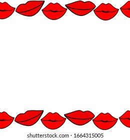 
Lächeln auf Lippengrenzen, Vektorillustration auf weißem Hintergrund