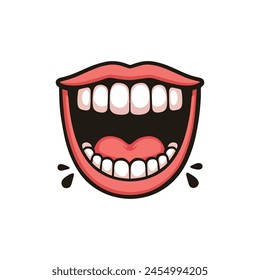 sonrisa labios boca abierta dibujo animado Ilustración vectorial Plantilla diseño