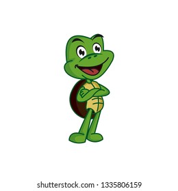 Smile Little Character Green Turtle