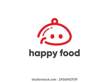smile with logo design menu. happy food restaurant symbol icon vector