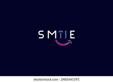 Logo de la sonrisa, icono de la sonrisa con la combinación de palabras en el texto Logo de la tipografía de la sonrisa, Ilustración vectorial