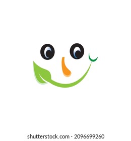 smile logo simple character leaf illustration design