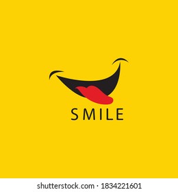 Smile logo in yellow background vector