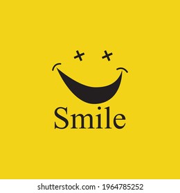 Logo de sonrisa en vector de fondo amarillo